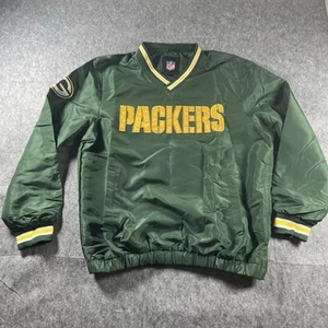 Green Bay Packers NFL Windbreaker Pullover LARGE bestickt mit Taschen - Bild 1 von 8