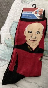 Star Trek Next Generation Mens Socks Captain Picard Size 10-13 - Picture 1 of 3
