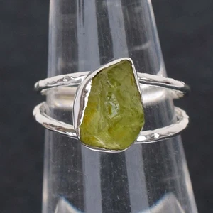 Natural Peridot Crystal Ring 925 Sterling Silver Peridot Birthstone Ring-RR132 - Picture 1 of 2