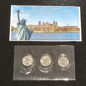 2017 D,P,S Ellis Island Quarters New Jersey sigillato non circolato ATB SET! - Foto 1 di 10