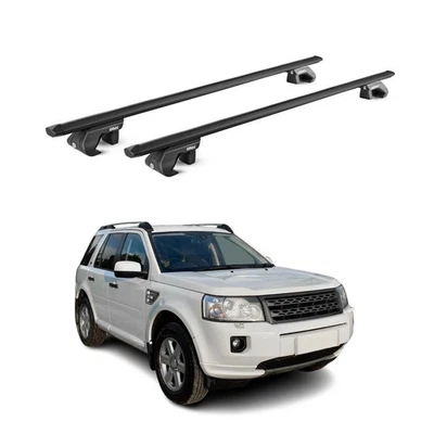 Portaequipajes barras transversales portaequipajes portaequipajes para Land Rover LR2 2008-2015 aluminio negro 2 piezas Foto 1 de 4