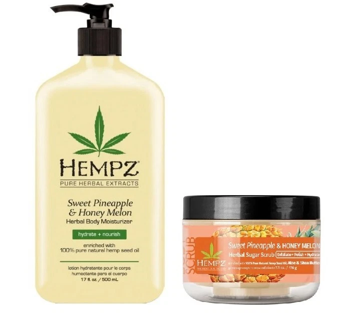 Crema hidratante Hempz Sweet Piña y Miel Melón 17 oz sellada y 7,3 oz Duo / 2025 Foto 1 de 4