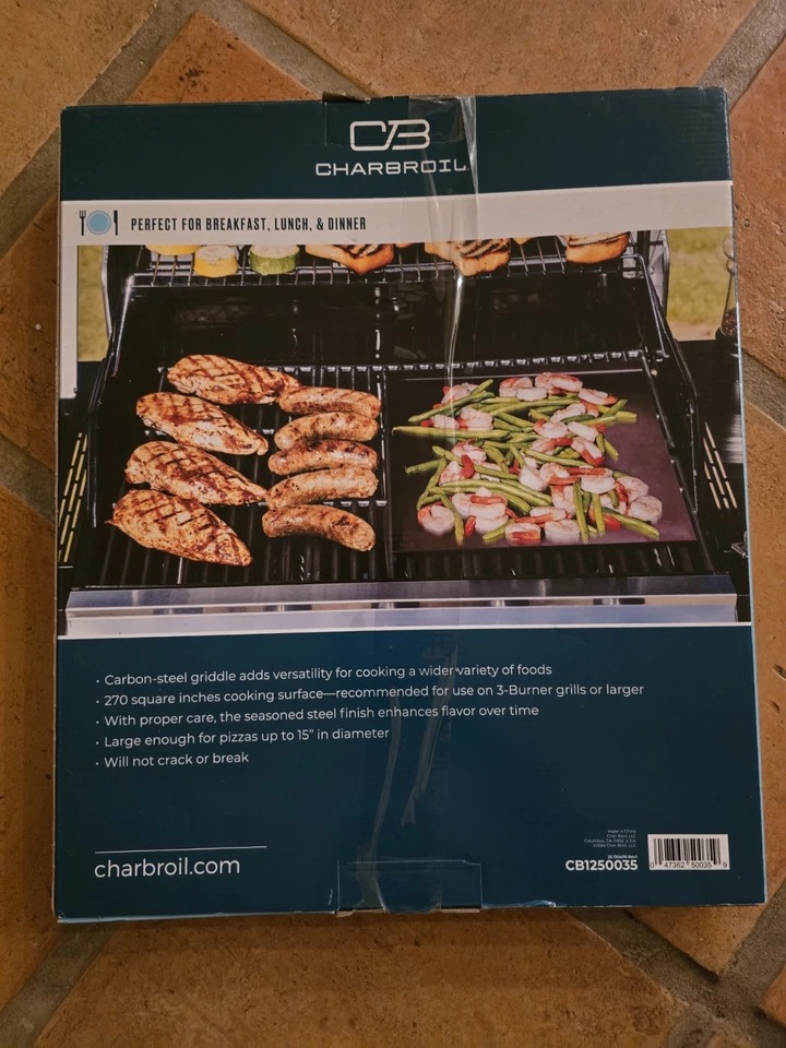 Char-Broil Carbon Steel Heat-Resistant Griddle Stone Grill Topper Silver - Image 1 of 4