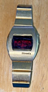 Reloj Digital Litronix Tono Dorado Pantalla Led Roja para Piezas/Reparación - Imagen 1 de 6