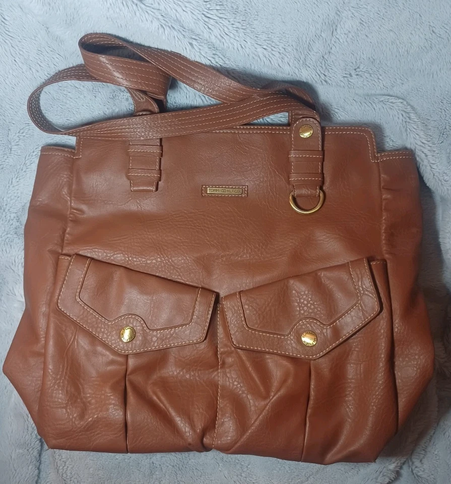 Vintage Brown  Leather Tommy Hilfiger Shoulder Bag Purse Tote With Gold Hardware - Image 1 of 4