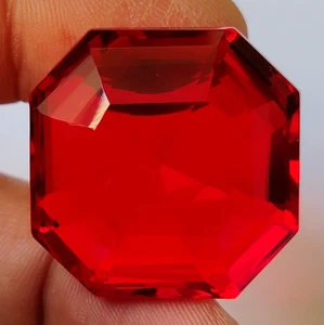 AAA+ Large Mozambique Red Ruby 96.9 CT Asscher Cut Loose Gemstone Gift for Women - Picture 1 of 6