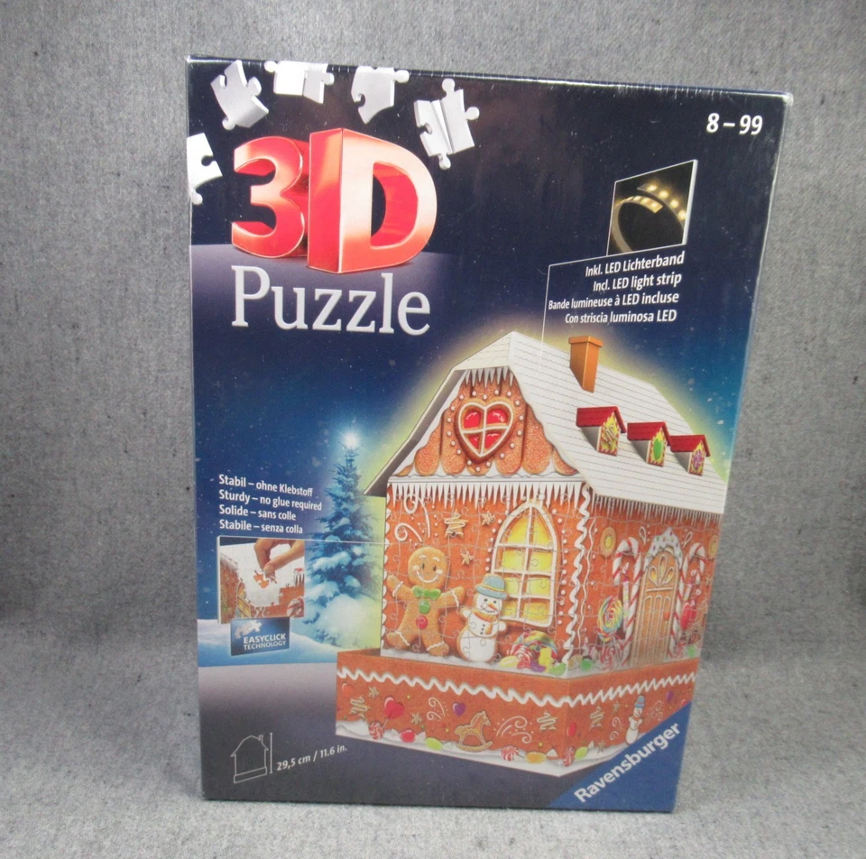 Ravensburger Christmas Gingerbread House 3d 257 Piece Puzzle LED Rvb-11237