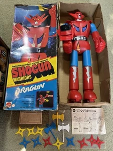 Boxed 1976 MATTEL SHOGUN WARRIORS DRAGUN W/ ORIG BOX & 3 Axes & 11 Stars So NICE - Picture 1 of 16