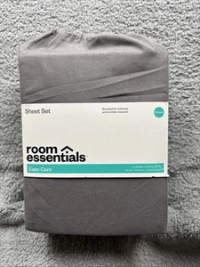 Room Essentials Queen Easy Care Solid Sheet Set Gray - Queen - Picture 1 of 5