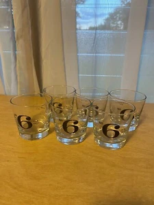 6er Set klare Trinkgläser 3-1/4" hoch Zahl 6 Typ Schriftzug Grafik Logo - Bild 1 von 7
