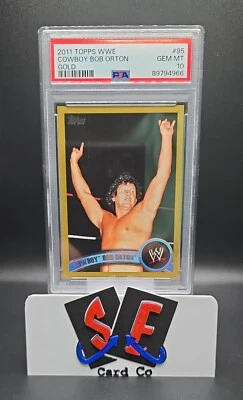 Cowboy Bob Orton 2011 Topps WWE Card #95 Gold SP 07/50 PSA 10 Gem Mint Pop 1 - Image 1 of 4