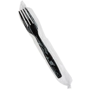 Individually Wrapped Plastic Forks (Heavy Duty) 1000 Per Case White/Black - Picture 1 of 2