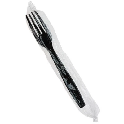 Individually Wrapped Plastic Forks (Heavy Duty) 1000 Per Case White/Black - Image 1 of 2