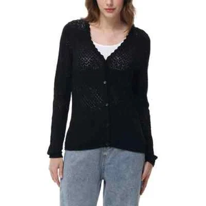 Frye Ladies Cardigan Black Sweater Long Sleeve Soft Cotton, Black - Medium - 7s5 - Picture 1 of 5
