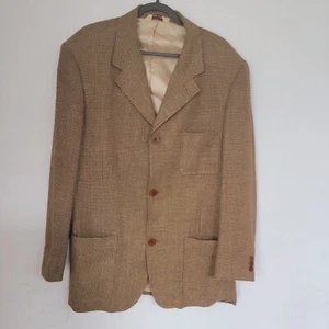 Joseph Abboud Wool Silk Linen Brown Tweed Blazer Jacket 40R Made In Italy - Picture 1 of 8