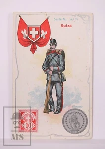 Trading Card Flag, Soldier, Coin, Stamp. Serie A, 11. Switzerland - Chocolate - Picture 1 of 2