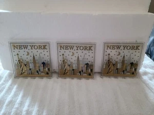 3 NEW YORK SKYLINE GLASS COASTERS 3-1/2" X 3-1/2" FREE SHIPPING - Picture 1 of 5