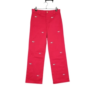 NWT VINEYARD VINES 3P1044 Red Breaker Pant Straight Embroidered Whales SIZE 12 - Picture 1 of 12