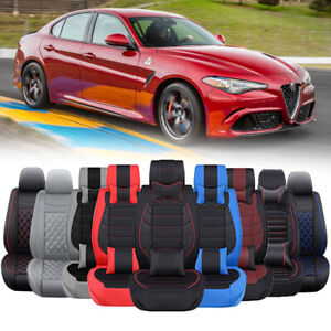 Deluxe Leather Car Seat Covers 2/5-Seat Front&Rear Cushion For Alfa Romeo Giulia
