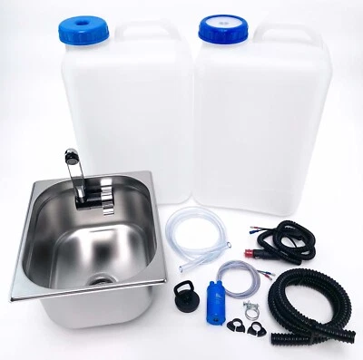 12V Camping Spüle Bausatz mit 19L Kanister Spülbecken Waschbecken Set Wohnmobil  - Bild 1 von 4