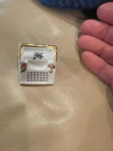 Limoges Typewriter White Gold Miniature. France - Picture 1 of 4