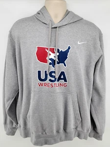 Nike USA Wrestling Hoodie XL Gray Heather Drawstring Pullover 336328-06G - Picture 1 of 11