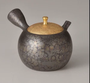 Tokoname ware Kyusu Japanese Tea Pot Y19 260ml Gray Gold Round by Shoryu Japan - Picture 1 of 5