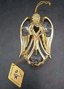 Figura Corazón Ángel de la Guarda De Colección Cristal Austriaco Chapado en Oro 24K Atrapasol  - Imagen 1 de 11