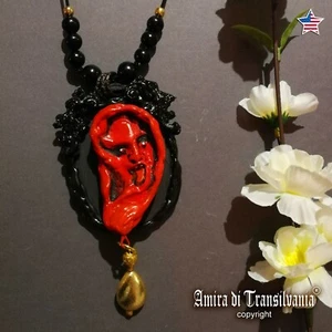 Musical Ear Jewelry Fashion Necklace Gothic Pendant Amulet Locket Goth Jewel Bib - Picture 1 of 24