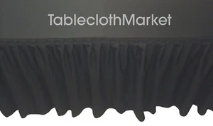4' ft. Fitted Table Skirting Cover w/ Top Topper Single Pleated Trade show BLACK - Picture 1 of 2