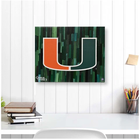 Miami Hurricanes 16" x 20" "U" Logo Gallery Wrapped Canvas Gicle - Fanatics Cover