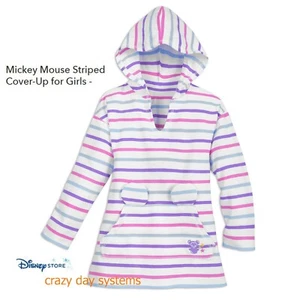 Disney Store Mickey Mouse Striped Cover-Up Girls 5 6 7 8 9 10 11 12 13 Stripes - Picture 1 of 4
