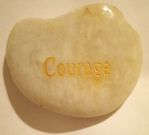 Courage River Rock Stone Off White 3x2.36 Inspire Engrave Office Yard Garden S-M - Picture 1 of 23