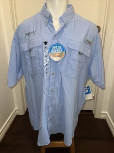 Columbia PFG Shirt Men’s XXL/2TG Vented Light Blue Omni Shade UPF 30 SEE EMBLEM! - Picture 1 of 18
