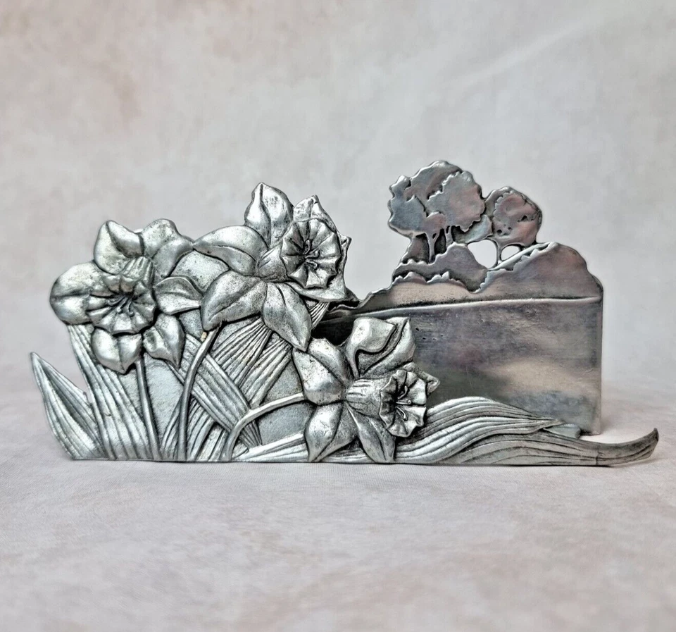 Porte-Lettres / Porte-Serviettes Étain St Lambert – Jonquilles – Art Nouveau - Photo 1/4