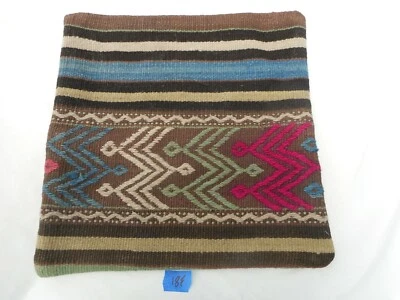Funda de Almohada Kilim Única 16x16" Funda de Alfombra Kilim Cremallera Oculta Increíble Trabajo Foto 1 de 4
