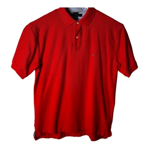 Tommy Hilfiger Polo Size XL Red Short Sleeve Shirt with Collar 100% Cotton - Picture 1 of 7