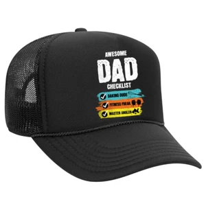 Fantastico cappello camionista a rete nera lista di controllo papà | Snapback regalo festa del papà per co - Foto 1 di 3