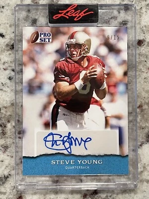 2022 Leaf Pro Set Multi Sport Steve Young Auto Autograph Light Blue 9/15 SP - Image 1 of 2