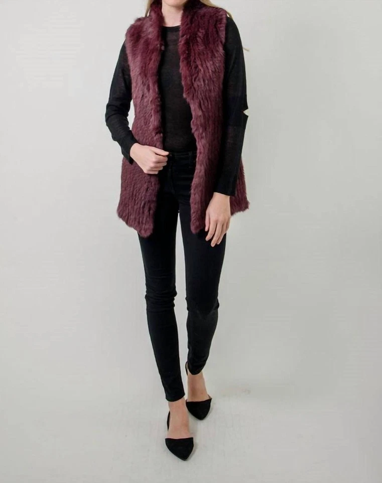 Love Token Elyse 正品兔子毛皮背心梅 — 第 1/1 张图片