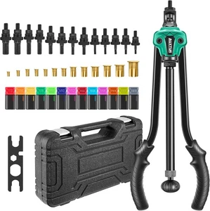 16” Rivet Nut Tool Kit, 13 Mandrels, 140 Rivnuts, Threaded Insert Set - Picture 1 of 6