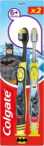 Batman Wonderwoman 2Pk Kids Toothbrush 6+Yrs Bristles Fits Shape of Small Teeth - Picture 1 of 5