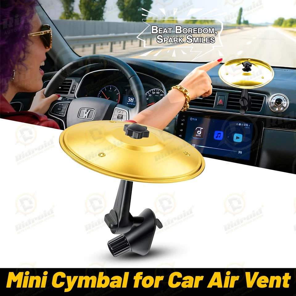 1x Platillo de tambor de coche ventilación de aire haz que tu conducción sea más divertida (dorada) platillo de choque de coche Foto 1 de 4