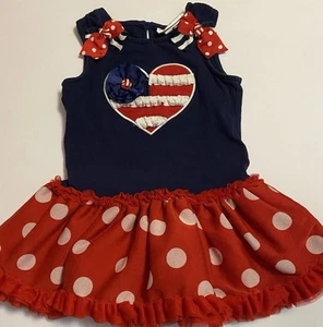 Emily Rose Girls Sz 6 Red White Blue Tutu Shirt Heart USA 4Th Of July Sleeveless - Picture 1 of 15