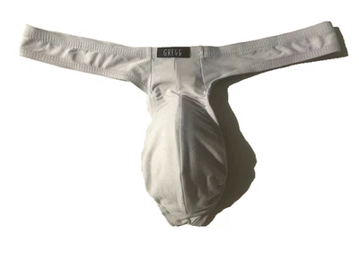 New GREGG HOMME Mens Pale Grey Thong String Bikini Swim Pose Underwear sz M - Image 1 of 4