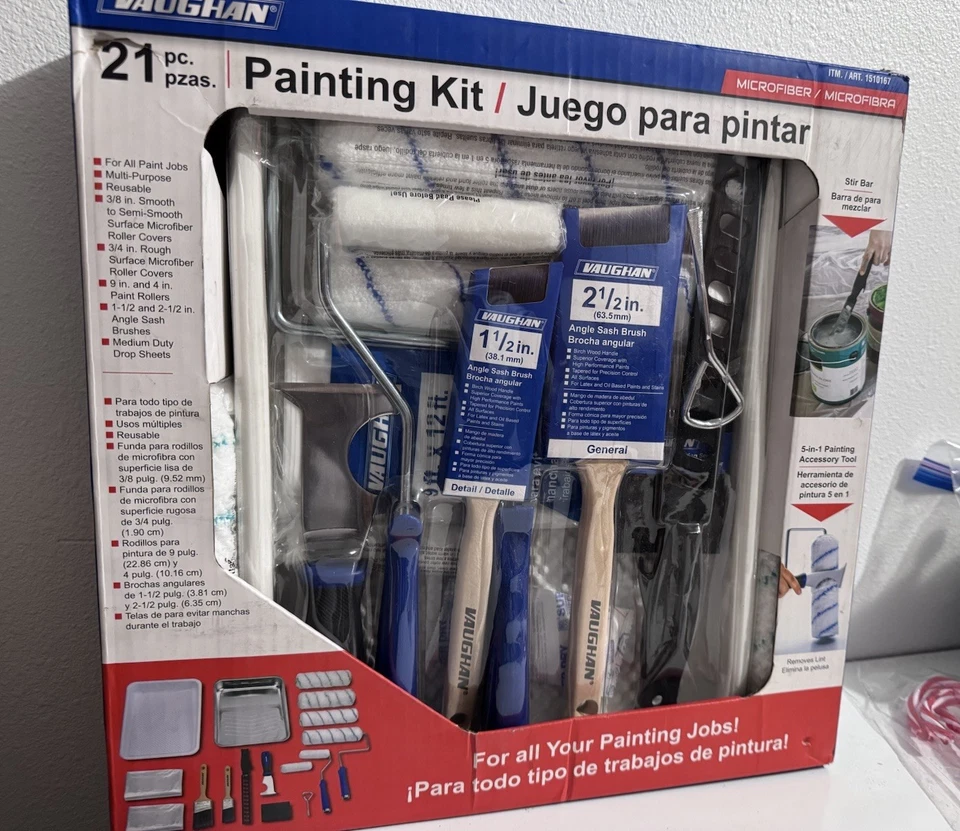 NUEVO Vaughan 21 piezas microfibra pintura rodillo bandeja pintura kit juego para pintar Foto 1 de 2