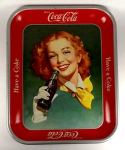 Coca Cola Tray 1948 Have A Coke Vintage Wind Red Hair Yellow Scarf Girl - Picture 1 of 9