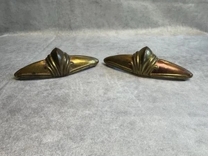 Set (2) Antique VTG Art Deco Gold Tone Waterfall Drawer Pull Handle 4” - Picture 1 of 8