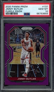 2020 Prizm #137 JIMMY BUTLER Purple Prizm #22/99 JERSEY NUMBER 1/1 PSA 10 POP 2 - Picture 1 of 2