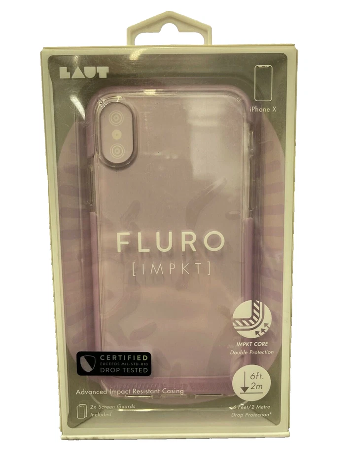 LAUT Apple iPhone X Case Fluro - Lavender New - 2 screen guards included - Image 1 of 2
